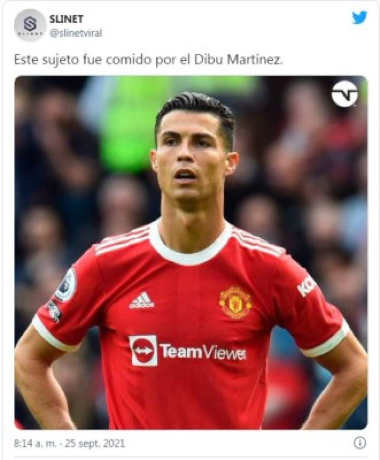 ¡Para morir de risa! Dibu Martínez desafió a Cristiano Ronaldo en la Premier y los memes estallan las redes sociales