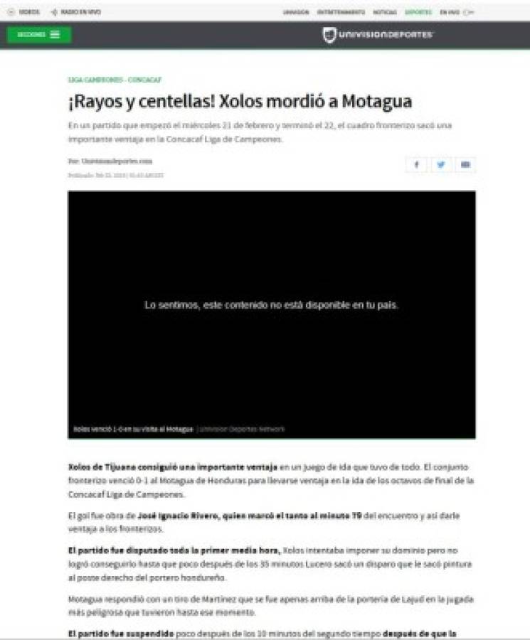 Prensa Mexicana: 'Ladraron los perros' y 'Xolos mordió al Motagua'