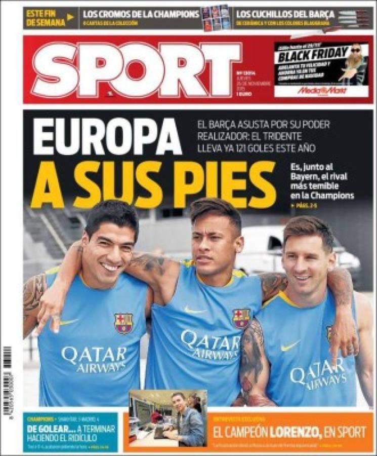 Portadas de los diarios más importantes del mundo deportivo