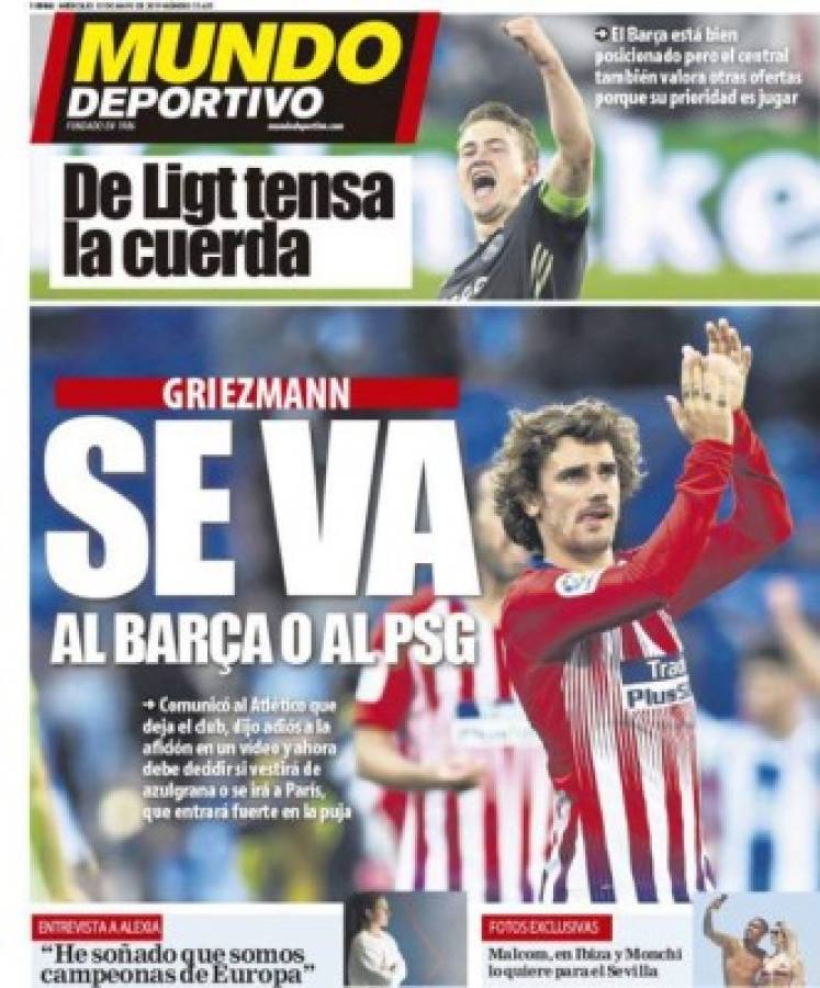 Griezmann se roba las portadas tras anunciar su salida del Atlético de Madrid