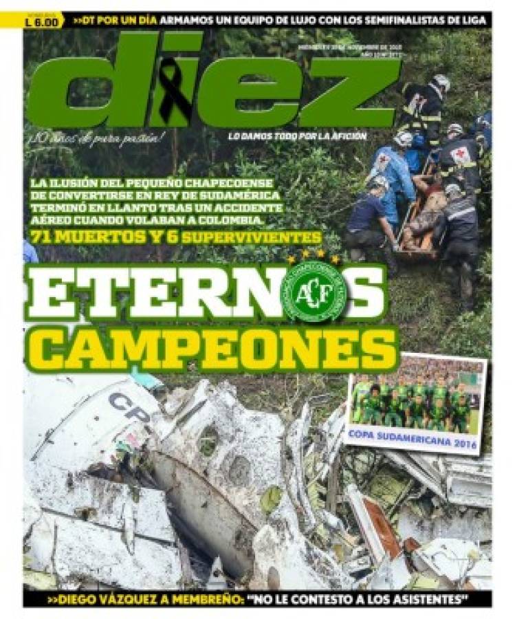 PORTADAS: ¡El mundo llora la tragedia aérea del Chapecoense!