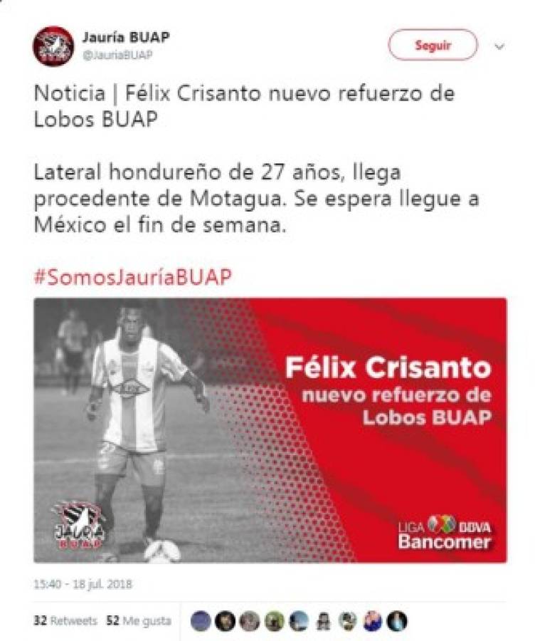 Lo que dicen los medios mexicanos sobre fichaje de Félix Crisanto por Lobos Buap