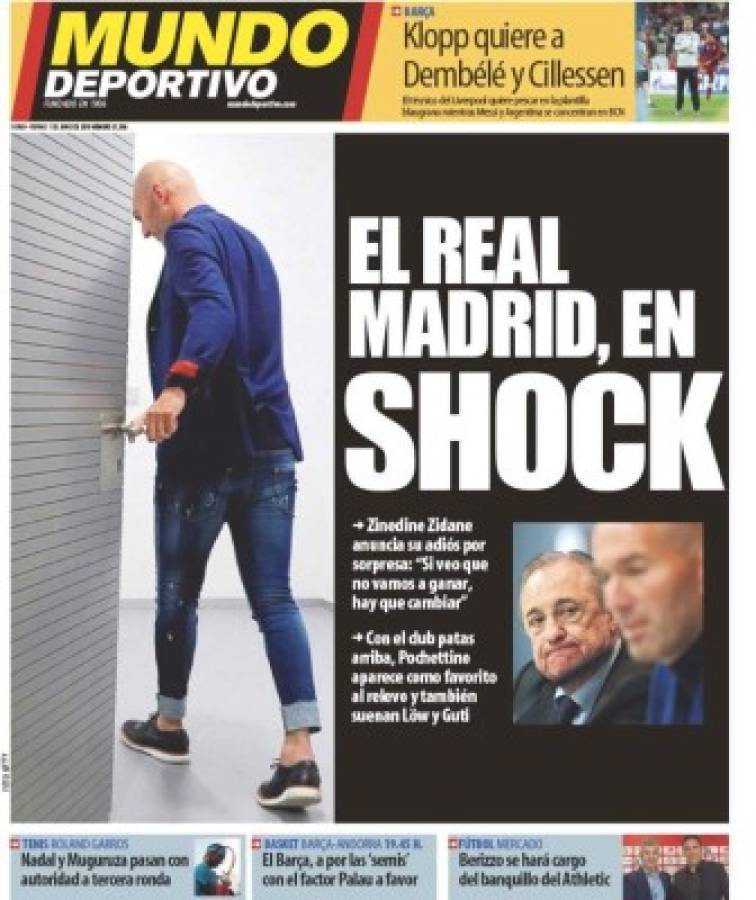 Rotos y en shock: Las portadas del adiós de Zidane como entrenador del Real Madrid