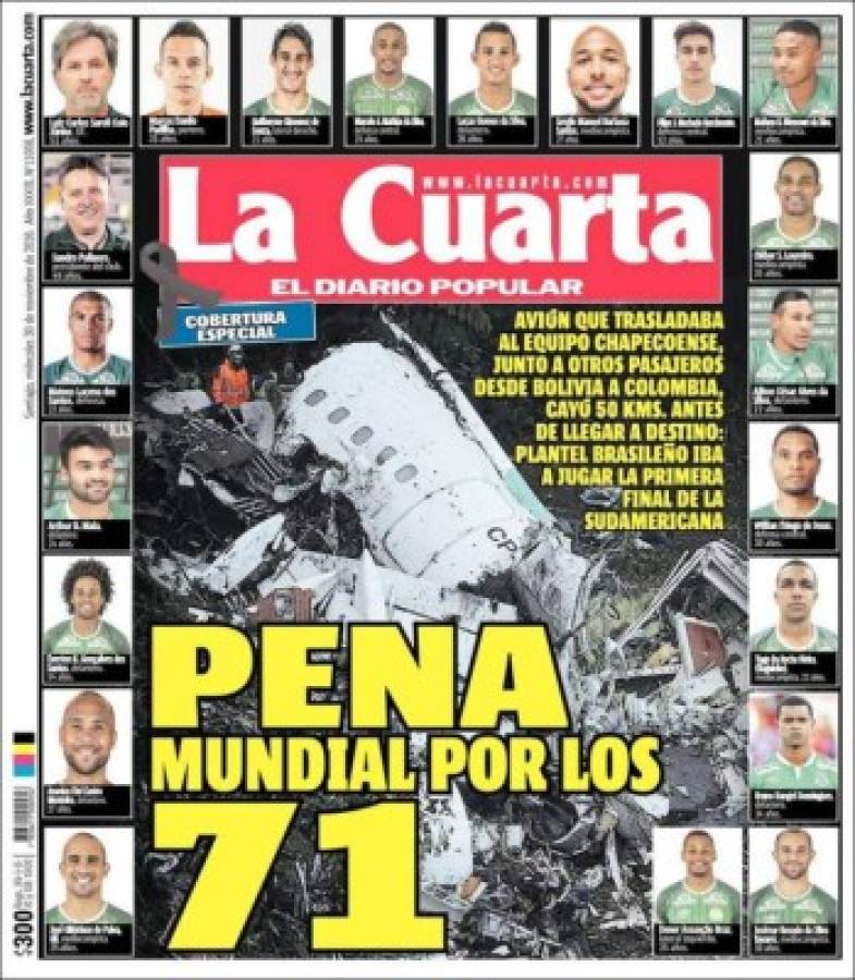 PORTADAS: ¡El mundo llora la tragedia aérea del Chapecoense!