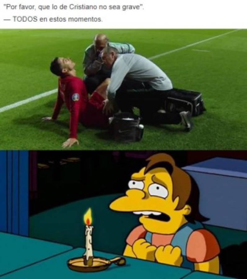 Cristiano Ronaldo y los memes de su lesión en el empate de Portugal ante Serbia