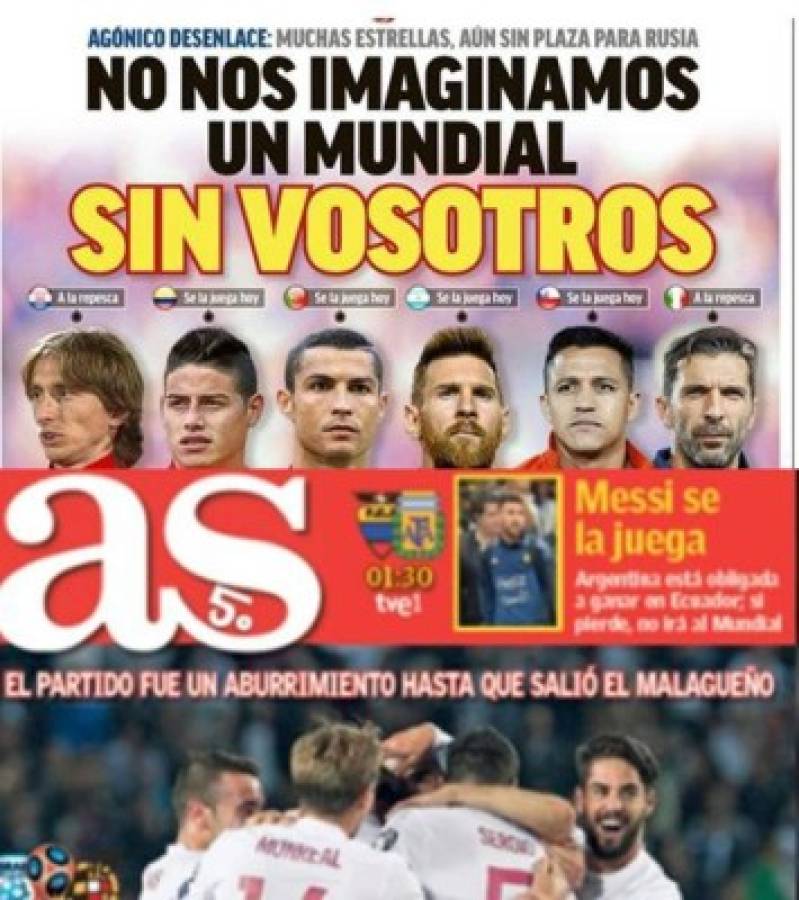 Así amanecieron las portadas en la última fecha para clasificar al Mundial de Rusia