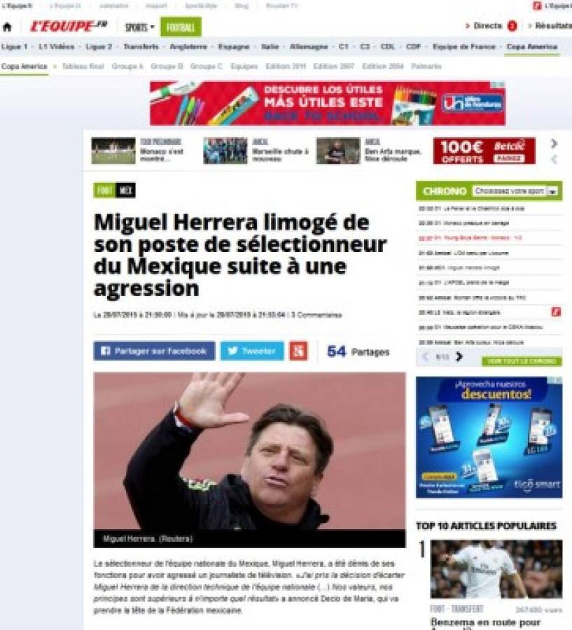 Así cuenta la prensa mundial salida de Miguel Herrera