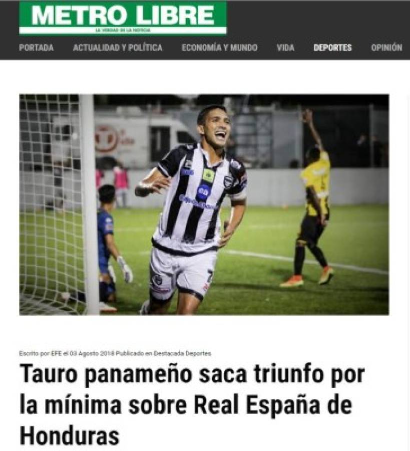 Portadas de los diarios internacionales sobre derrota de Real España ante Tauro FC