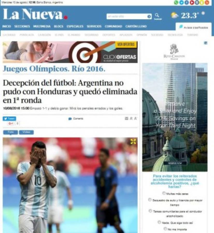 Prensa internacional se rinde a Honduras tras eliminar a Argentina