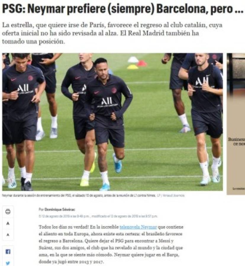 Neymar se roba las portadas en el mundo del futbol con su posible bombazo