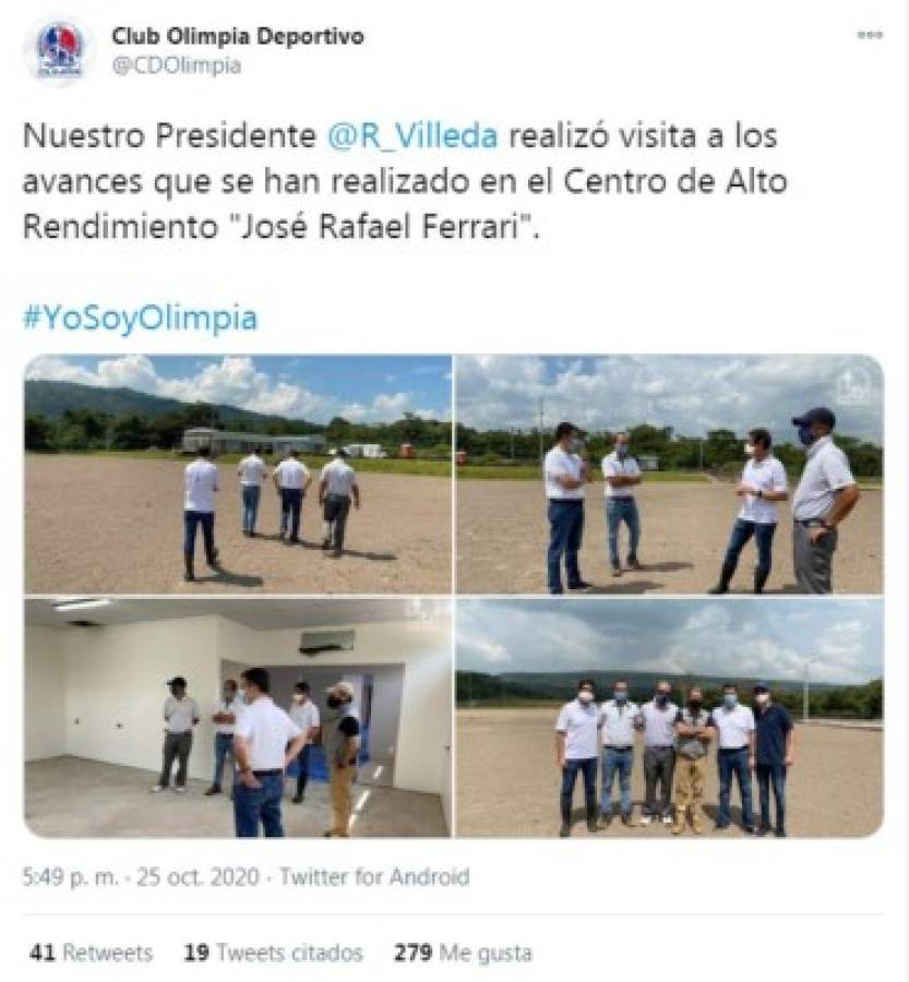 Olimpia presenta los avances de su nueva sede ubicada en Tegucigalpa