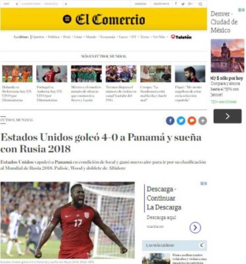 Portadas de diarios destrozan a selección de Panamá luego de goleada ante EEUU