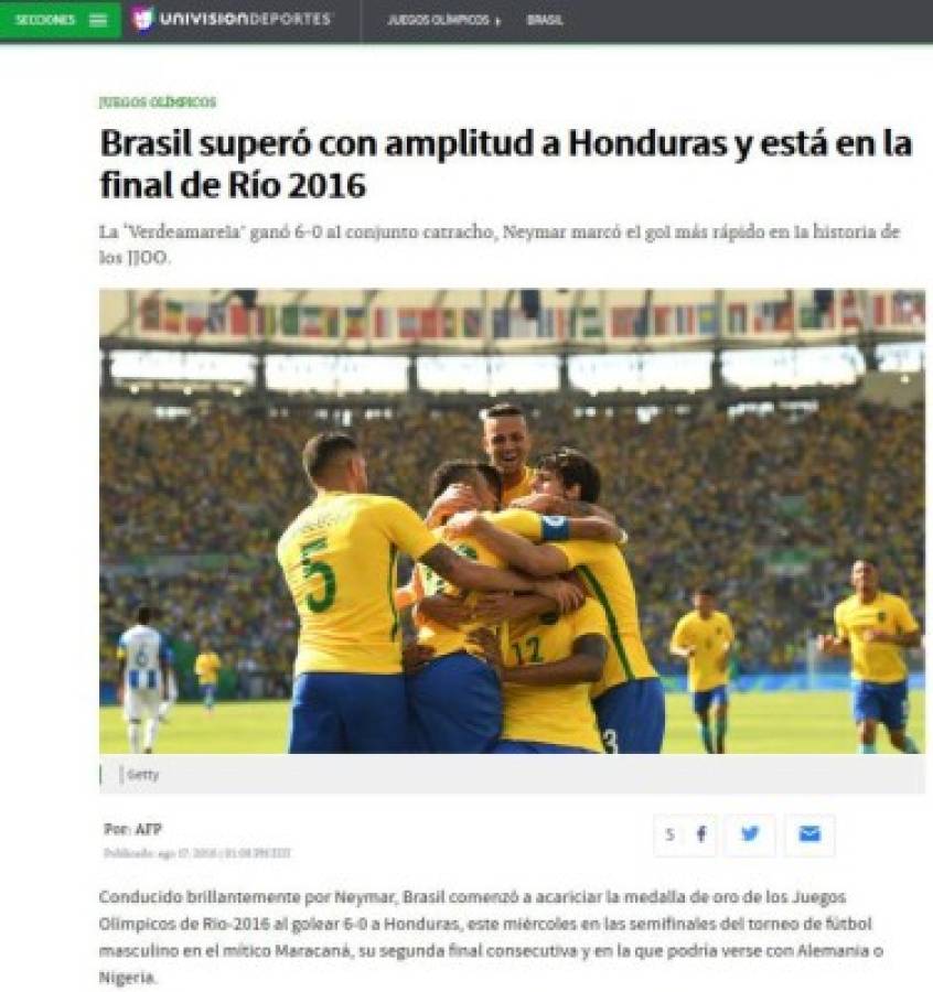 Prensa internacional: Brasil destroza y da paseo ante Honduras
