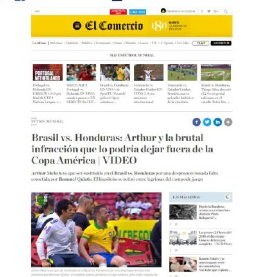 Lesión de Arthur ante Honduras invade las portadas internacionales