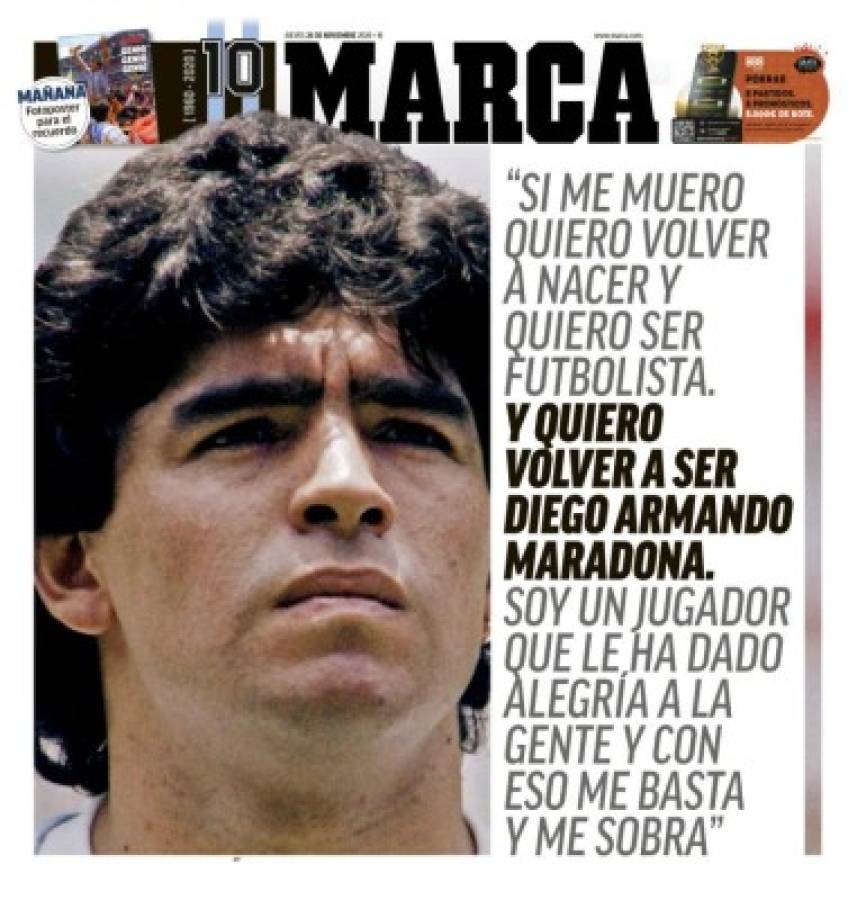 'D10s ya está en el cielo': Las portadas del mundo el día después de la muerte de Diego Maradona