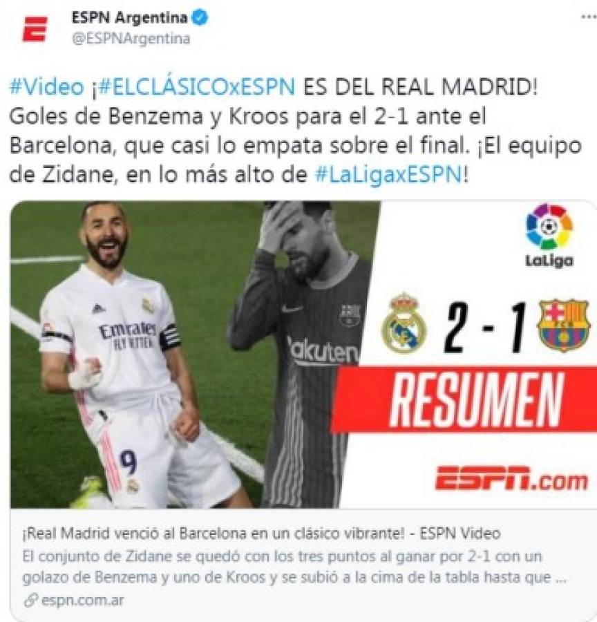 'A estos no hay quien los hunda', prensa mundial tras la victoria del Real Madrid sobre Barcelona