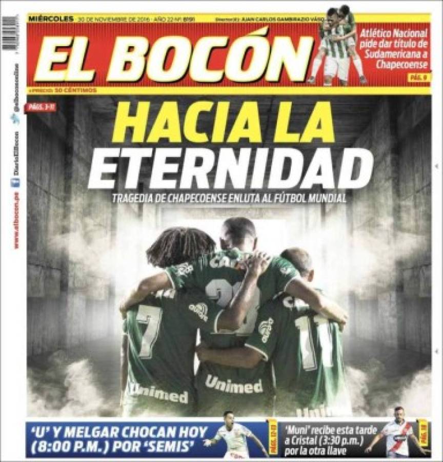 PORTADAS: ¡El mundo llora la tragedia aérea del Chapecoense!