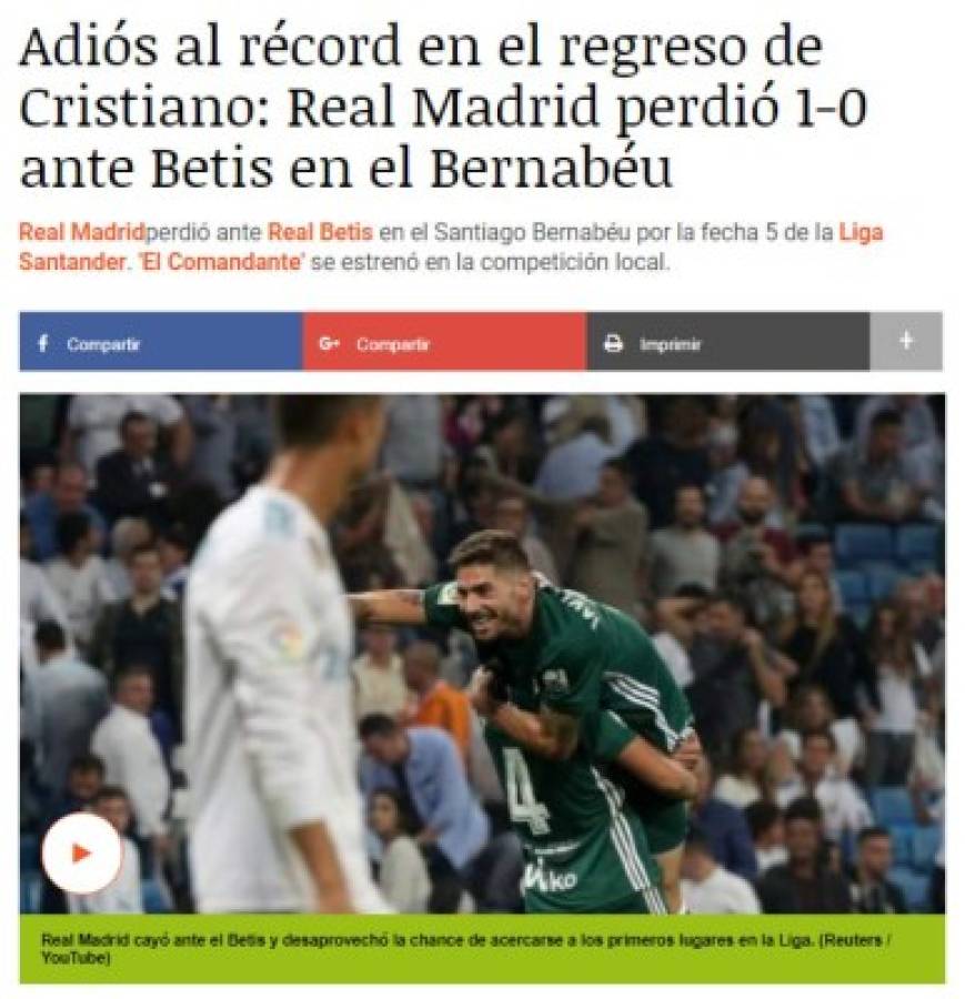 Locura: Así amanecieron las portadas tras la dura derrota del Real Madrid frente al Betis