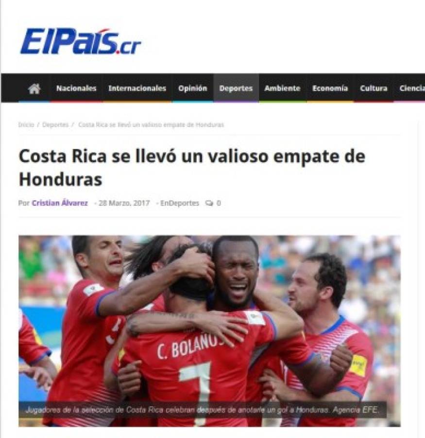 Como 'punto de oro' califica prensa tica empate ante Honduras