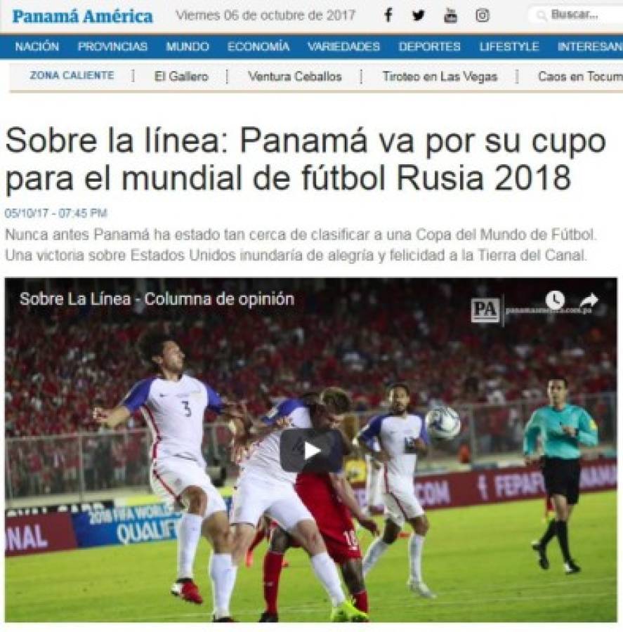 Medios panameños tienen mucha fe para ganarle a Estados Unidos