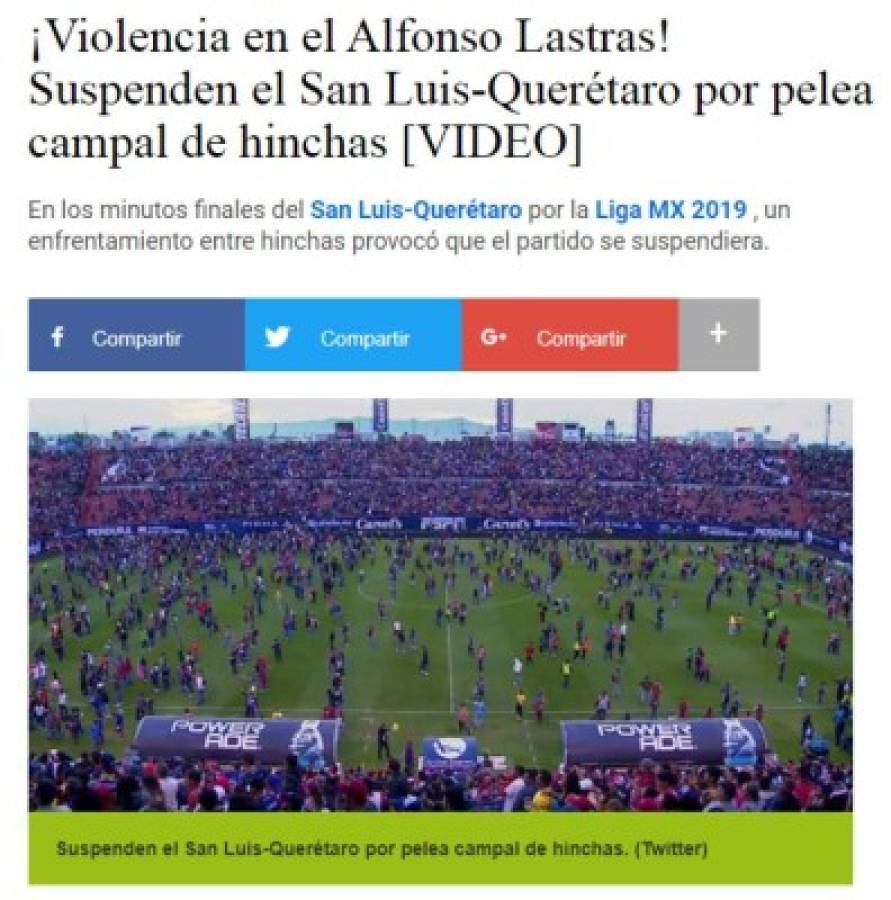 Salvajismo, terror, vergüenza: La reacción de la prensa mundial tras el San Luis-Querétaro de la Liga MX