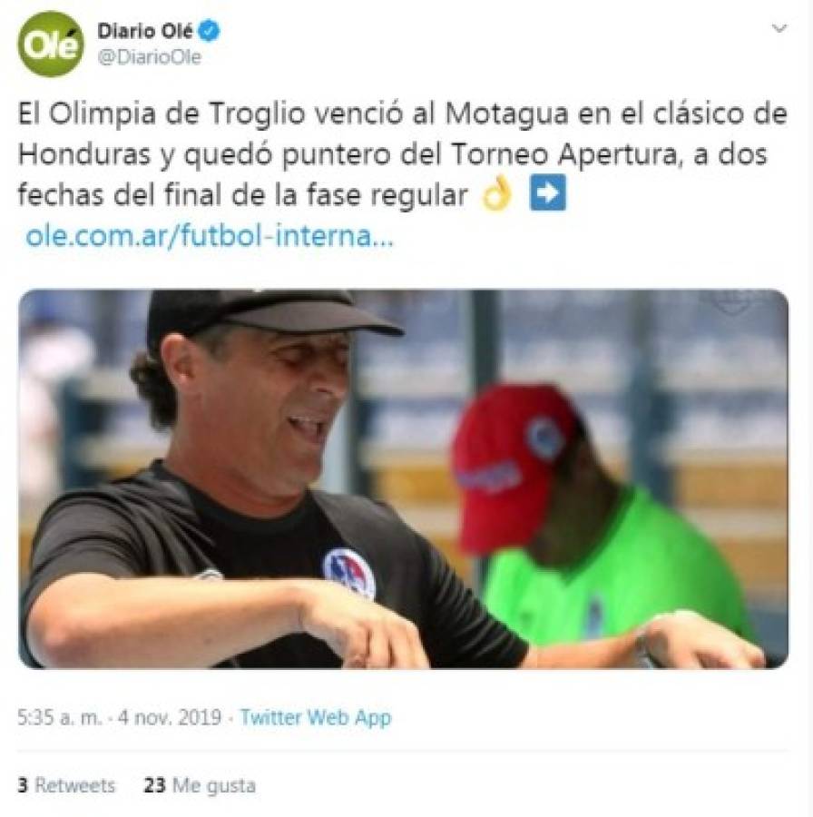 Lo que se dijo en redes sociales tras la victoria de Olimpia ante Motagua