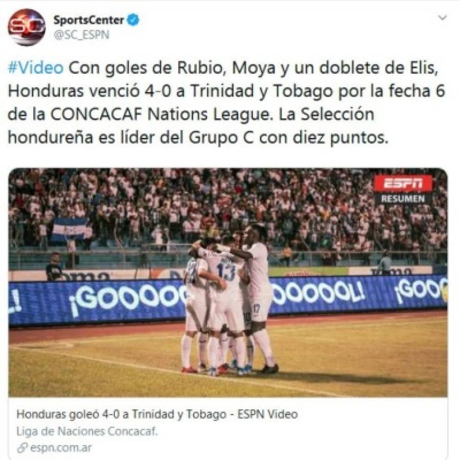 Lo que dice la prensa internacional sobre Honduras y su goleada a Trinidad y Tobago