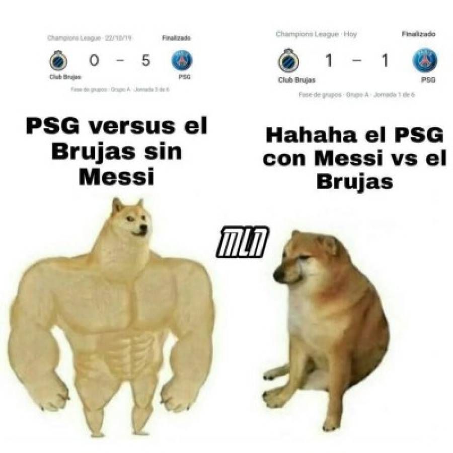 ¡Para reírse! Los memes destrozan a Messi tras el empate del PSG ante Brujas en la Champions