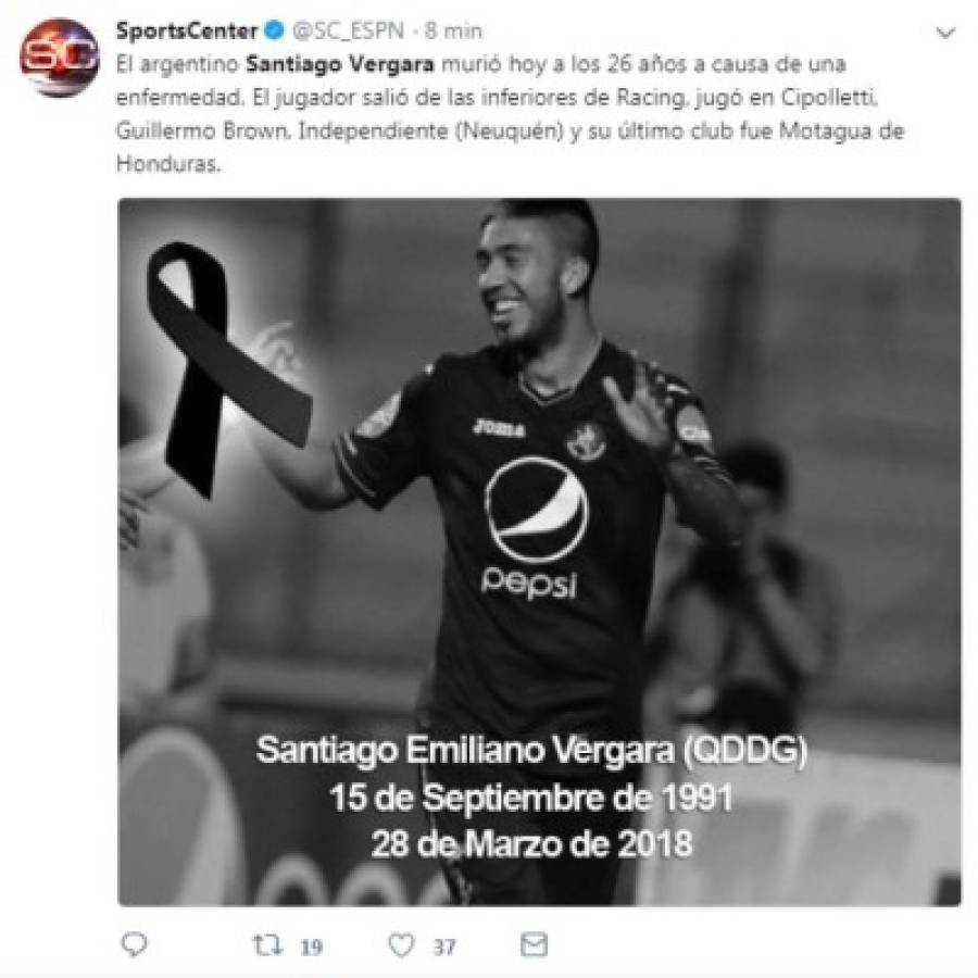 Así despiden jugadores, celebridades y medios de Santiago Vergara