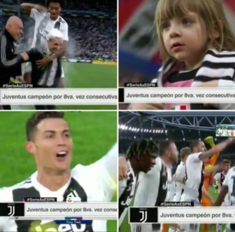 La manta, el nuevo gesto y la alegría de Cristiano tras coronarse con la Juventus en Italia   