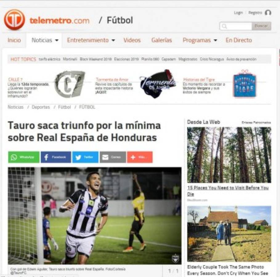 Portadas de los diarios internacionales sobre derrota de Real España ante Tauro FC