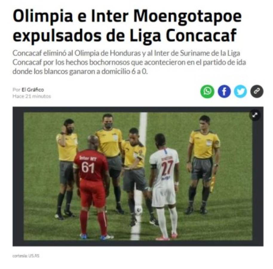 Periodistas y prensa internacional sobre el escándalo de Olimpia en la Concacaf: ''Salió cara la bromita de los 100 dólares''