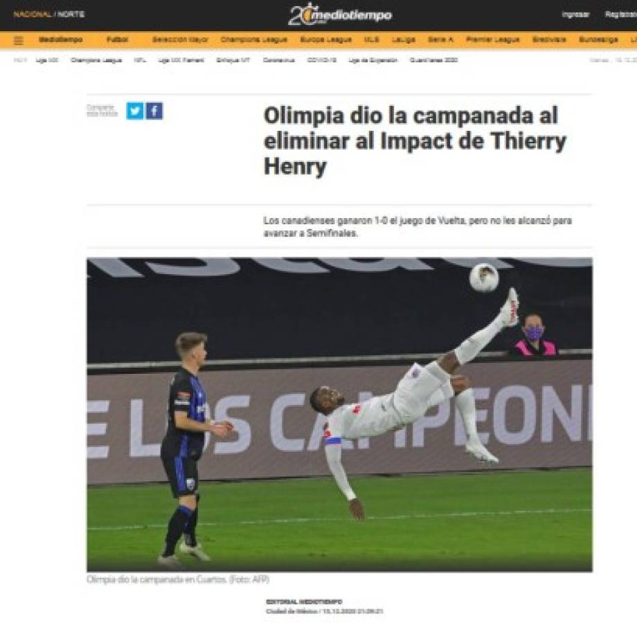'Campanazo y Troglio elimina a Thiery Henry': Lo que dice la prensa internacional del pase del Olimpia
