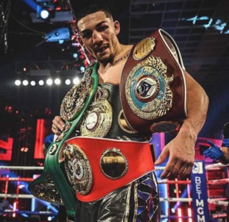 Las otras fotos del histórico triunfo de Teófimo López: se arropa con la bandera de Honduras y las lágrimas de Lomachenko