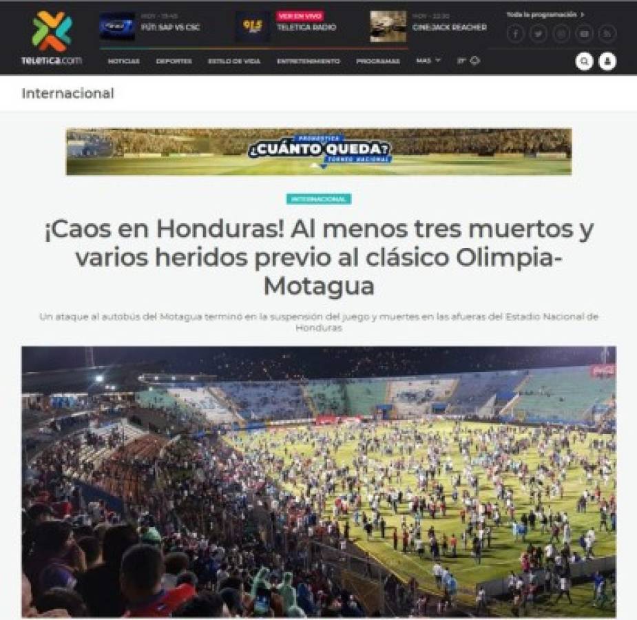 Lo que dice la prensa internacional sobre enfrentamientos entre barras del Olimpia y Motagua