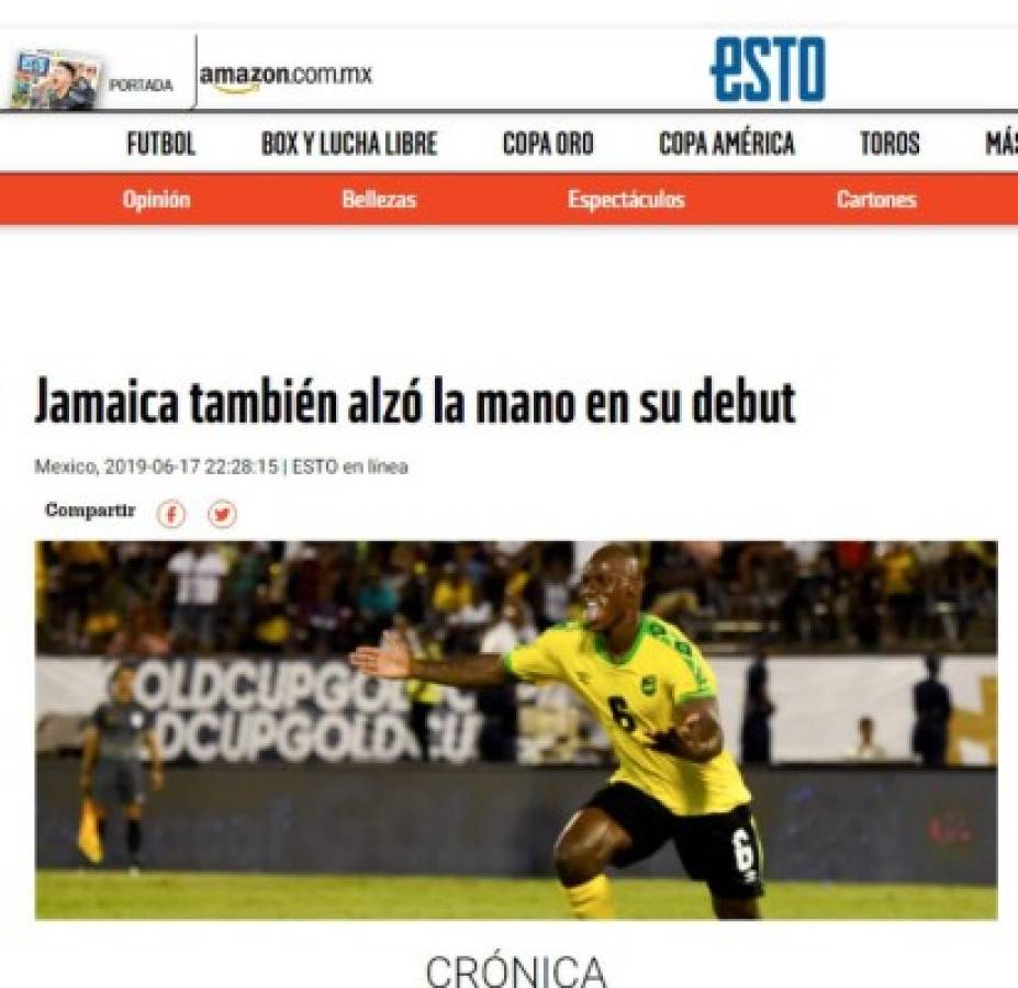 Así ve la prensa internacional la derrota de Honduras ante Jamaica en Copa Oro
