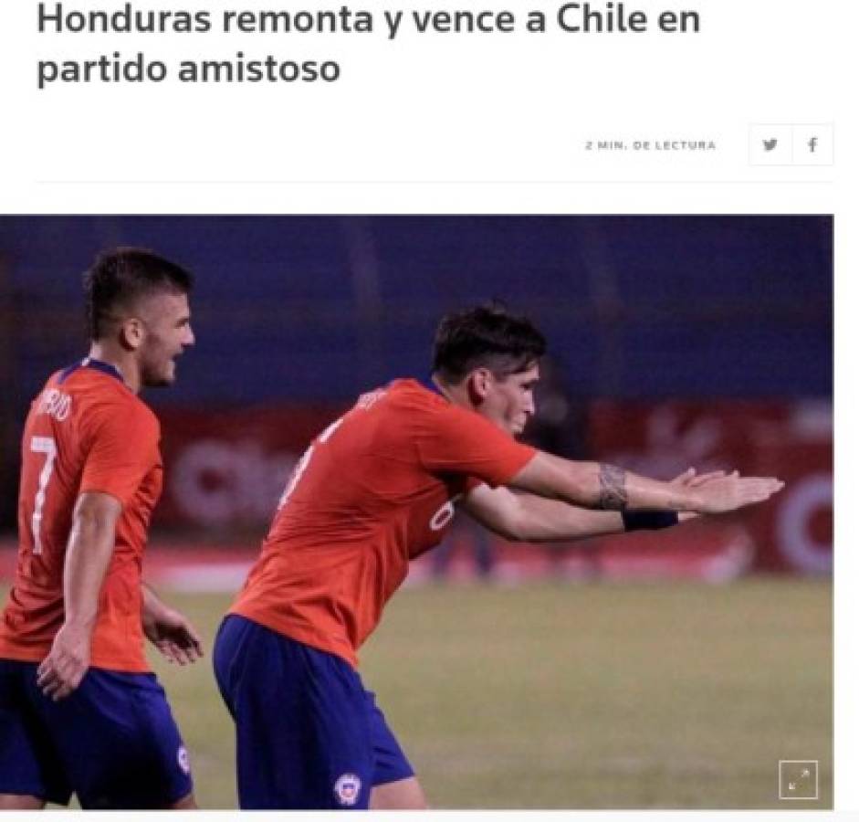 Así reaccionó la prensa internacional tras el triunfo de Honduras sobre Chile: 'Golpe y remontada'  