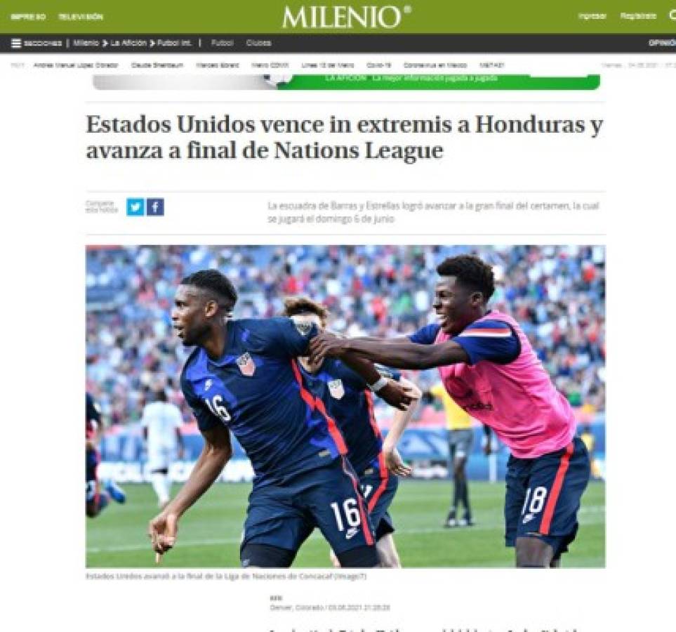 'Bofetada, polémico y con mejor fútbol'; Lo que dice la prensa de la derrota de Honduras ante EUA