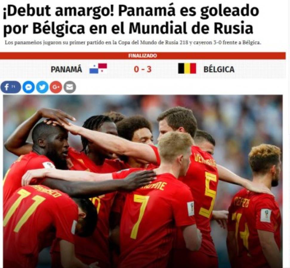 ''Es una de las peores del Mundial'', así reacciona la prensa tras el debut de Panamá en Rusia 2018