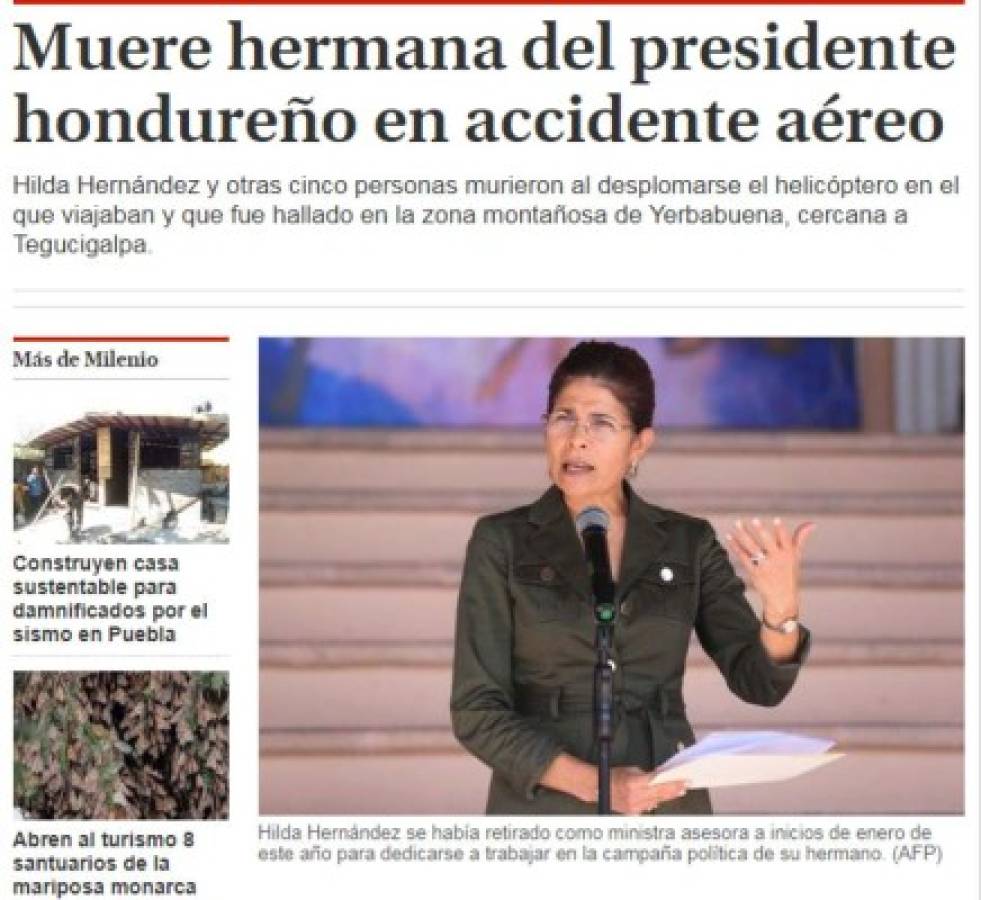 La prensa internacional reacciona impactada por la muerte de Hilda Hernández