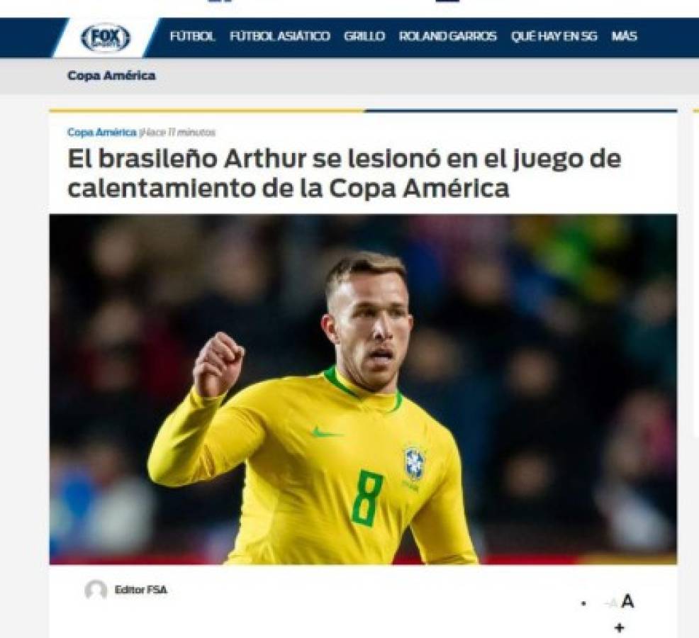 Lesión de Arthur ante Honduras invade las portadas internacionales