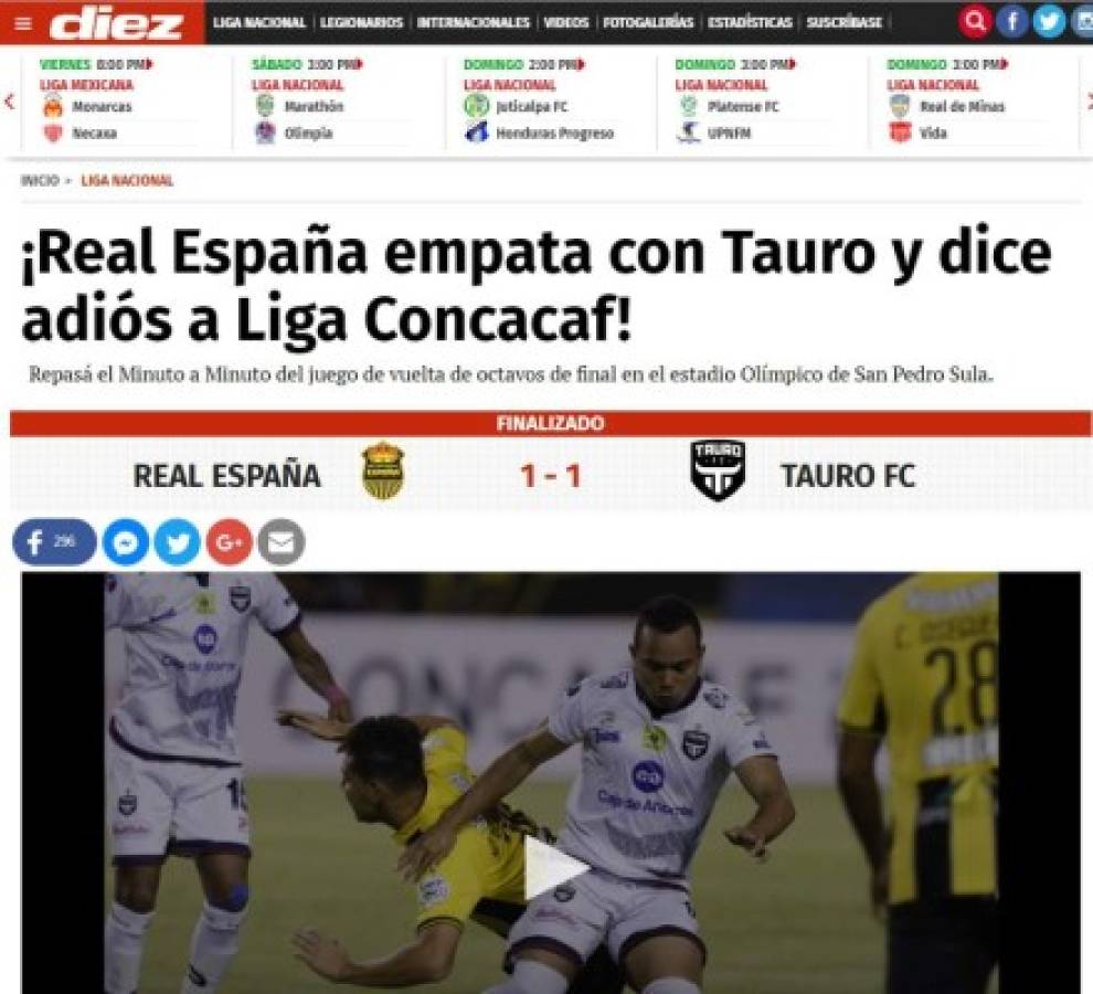 PORTADAS: Así titulan los medios la eliminación de Real España por Tauro