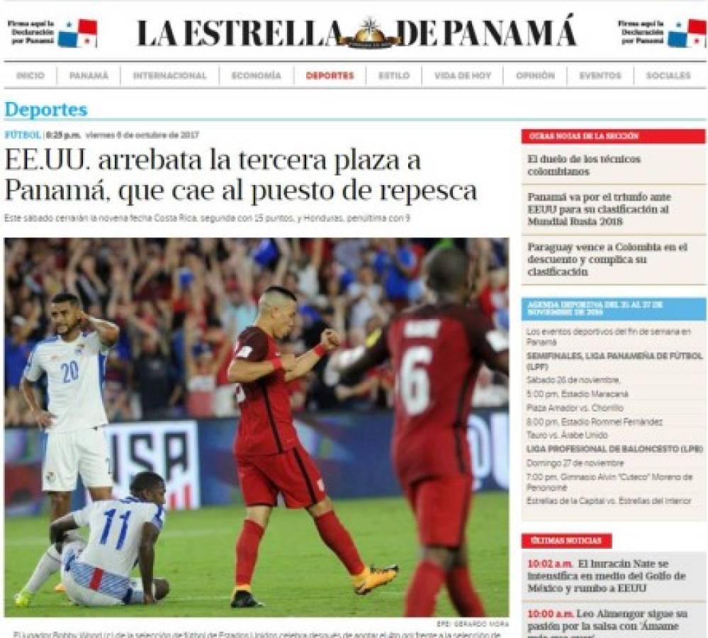 Portadas de diarios destrozan a selección de Panamá luego de goleada ante EEUU