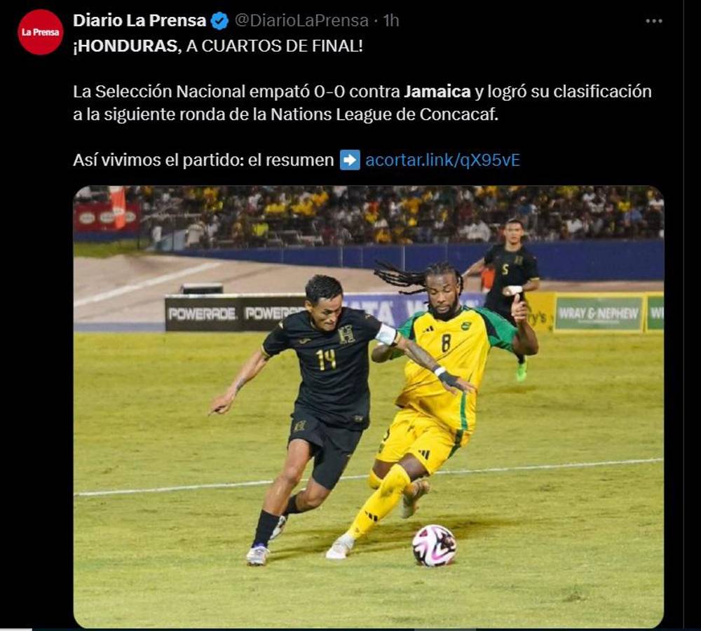 Prensa de Honduras celebra el boleto a cuartos de final en Nations League y también hay críticas: “hubo penal clarísimo para Jamaica”