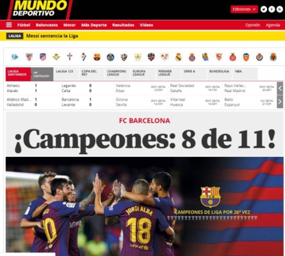 La prensa internacional se rinde a Messi y el Barcelona tras su dominio en España  