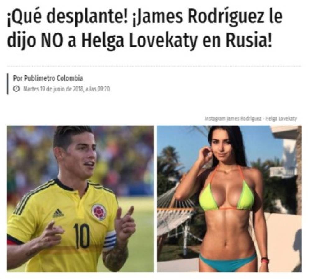 Sorpresa: ¡James Rodríguez rechazó a la hermosa Helga Lovekaty en Rusia!