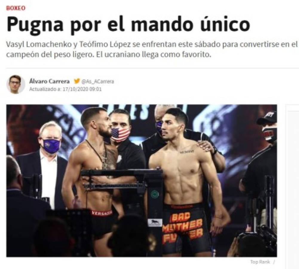 Tildan de 'indio' a Teófimo: Lo que dicen los medios internacionales sobre la pelea Lomachenko-López