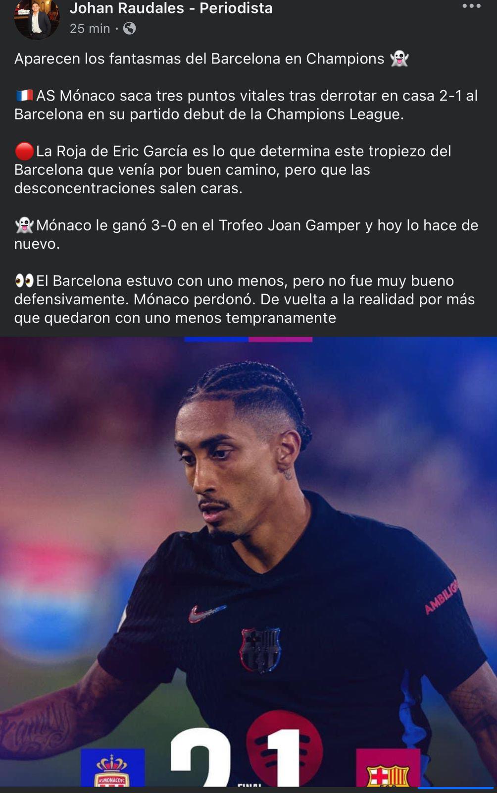 “Aparecen los fantasmas” “De vuelta a la tierra”: la reacción de la prensa tras la caída del Barca ante Mónaco en Champions