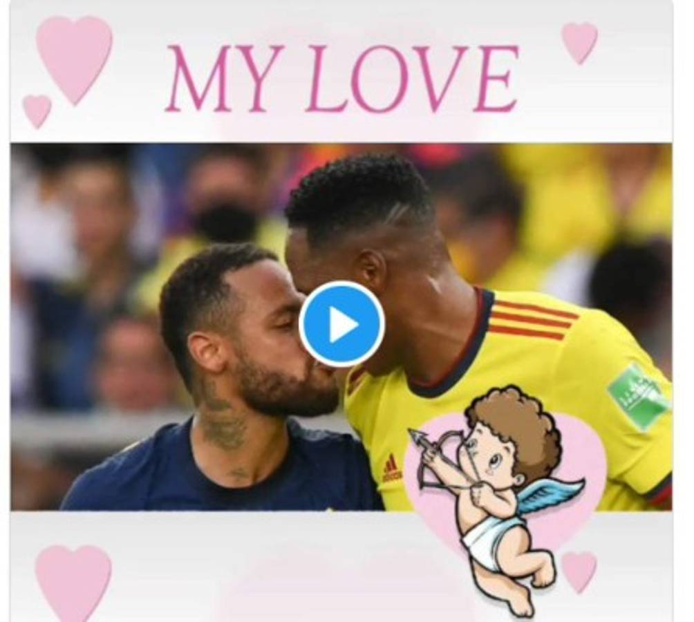El beso de Neymar a Yerry Mina, protagonista de los memes en el Brasil-Colombia