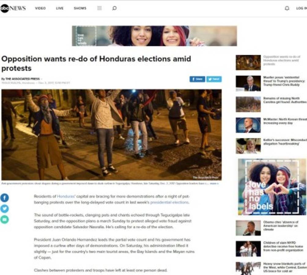 Así se refieren los medios internacionales de lo que pasa en Honduras